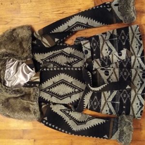 Faux fur Aztec coat